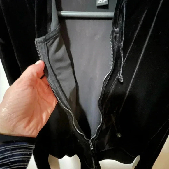 DKNY Cropped Velour Zip Hoodie W’s Size M - Picture 4 of 6